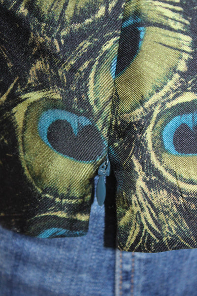 Milly Womens Sleeveless Black Silk Blouse Tie Neck Bird Print Size 4