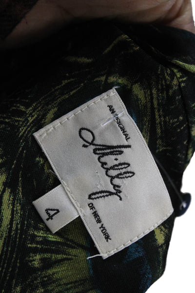 Milly Womens Sleeveless Black Silk Blouse Tie Neck Bird Print Size 4