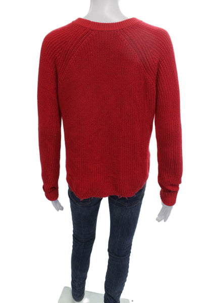 Cotton By Autumn Cashmere Unisex Red Cotton Pullover Sweater Christmas Size S
