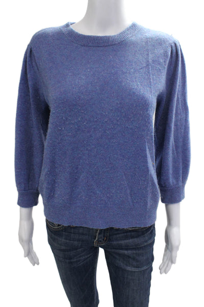 27 Miles Unisex Cashmere Pullover Crew Neck 3/4 Sleeve Blue Sweater Size S