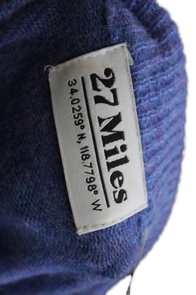 27 Miles Unisex Cashmere Pullover Crew Neck 3/4 Sleeve Blue Sweater Size S