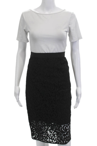 Milly Women Straight Pencil Skirt Black Knee Length 70% Nylon 30% Cotton Size 4
