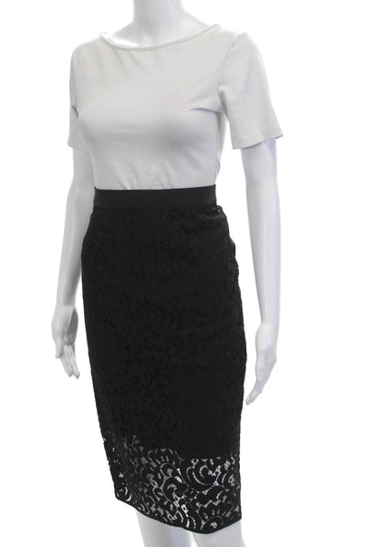 Milly Women Straight Pencil Skirt Black Knee Length 70% Nylon 30% Cotton Size 4
