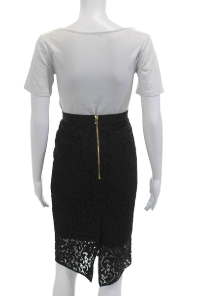 Milly Women Straight Pencil Skirt Black Knee Length 70% Nylon 30% Cotton Size 4