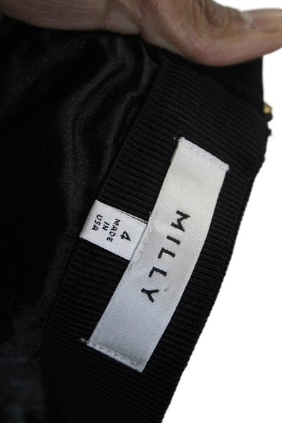 Milly Women Straight Pencil Skirt Black Knee Length 70% Nylon 30% Cotton Size 4
