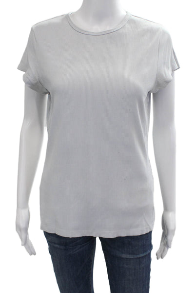 Susana Monaco Womens Gray Striped Crew Neck Short Sleeve Basic T-Shirt Size XL