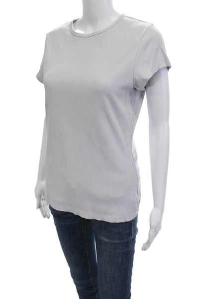 Susana Monaco Womens Gray Striped Crew Neck Short Sleeve Basic T-Shirt Size XL
