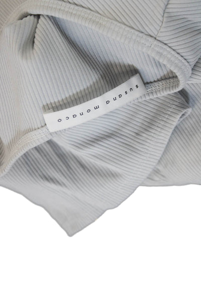 Susana Monaco Womens Gray Striped Crew Neck Short Sleeve Basic T-Shirt Size XL