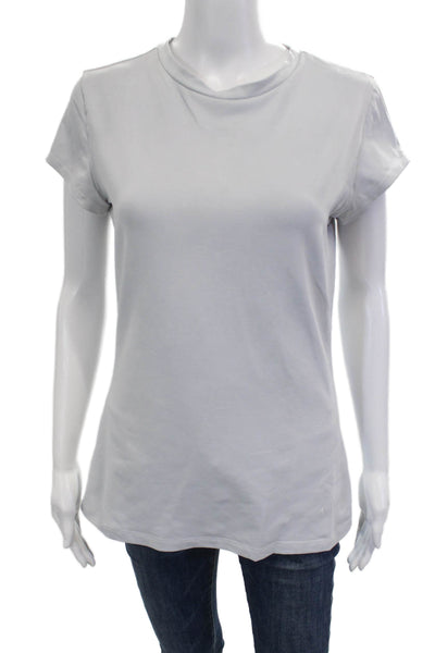 Susana Monaco Womens Basic Gray Crew Neck T Shirt Short Sleeve Size L