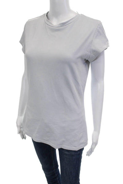 Susana Monaco Womens Basic Gray Crew Neck T Shirt Short Sleeve Size L