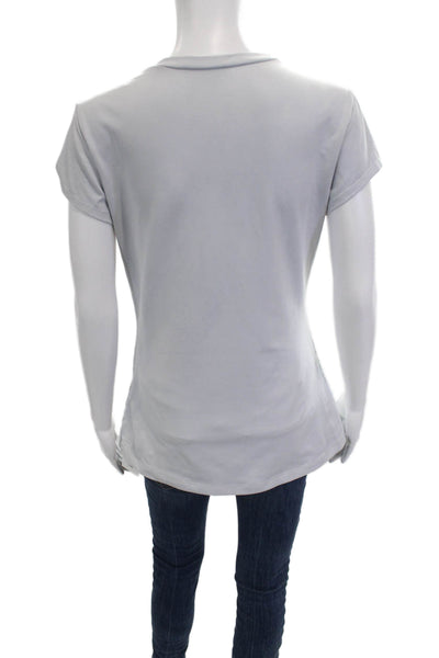 Susana Monaco Womens Basic Gray Crew Neck T Shirt Short Sleeve Size L