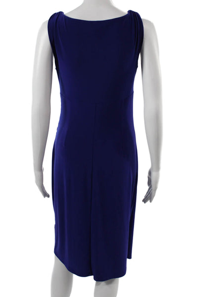 Lauren Ralph Lauren Women Sheath Dress Blue V-Neck Sleeveless Knee Size 6P