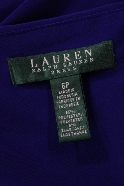 Lauren Ralph Lauren Women Sheath Dress Blue V-Neck Sleeveless Knee Size 6P