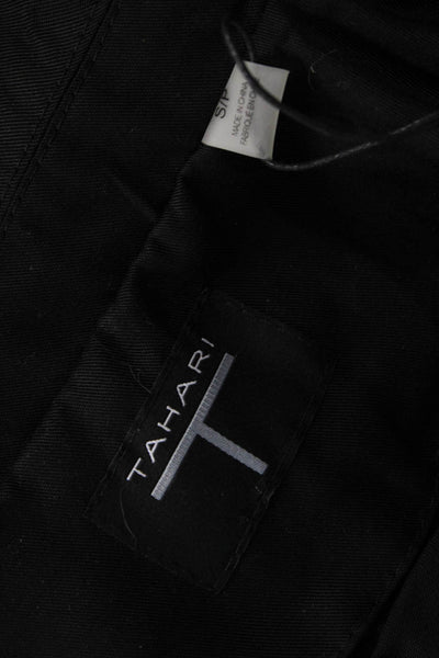 T Tahari Women Black Collared Wrap Dress Knee Length Sleeveless Size S