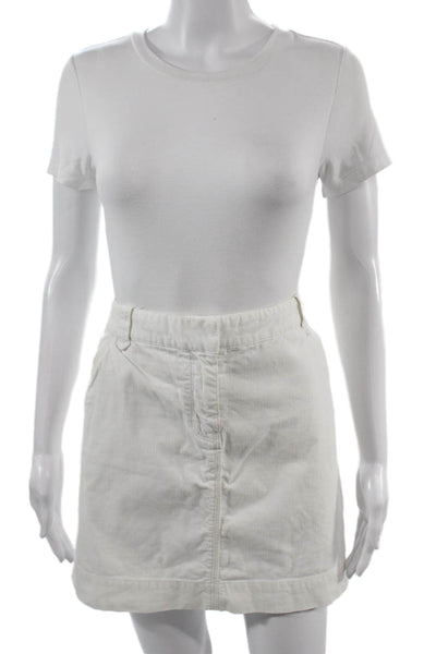 J Crew Womens A-Line Mini Skirt White 100% Cotton Size 6