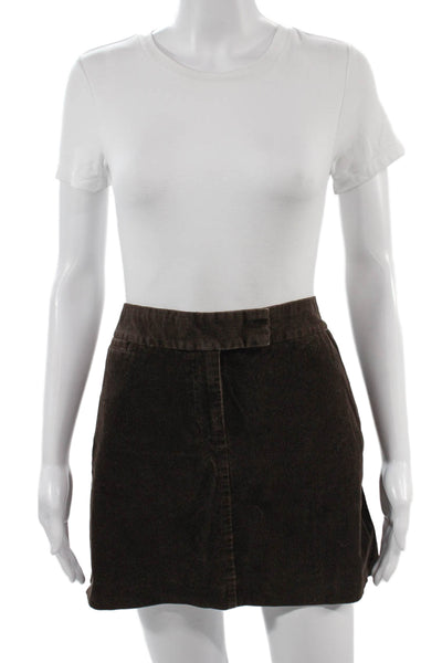 J Crew Women A-Line Mini Cotton Skirt Brown Solid Size 6