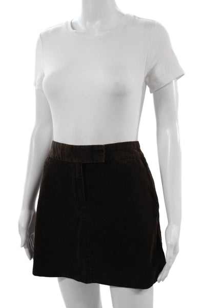 J Crew Women A-Line Mini Cotton Skirt Brown Solid Size 6