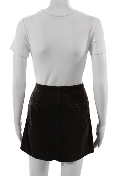 J Crew Women A-Line Mini Cotton Skirt Brown Solid Size 6