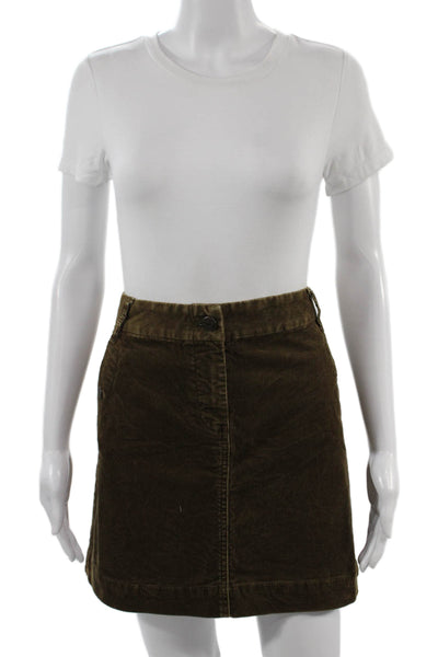 J Crew Womens A-Line Mini Skirt Brown Cotton Blend Size 6