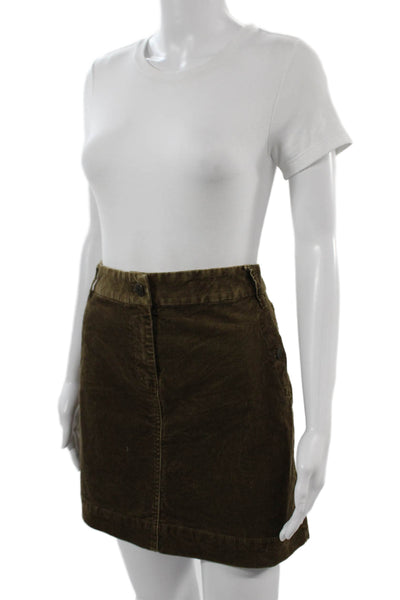 J Crew Womens A-Line Mini Skirt Brown Cotton Blend Size 6
