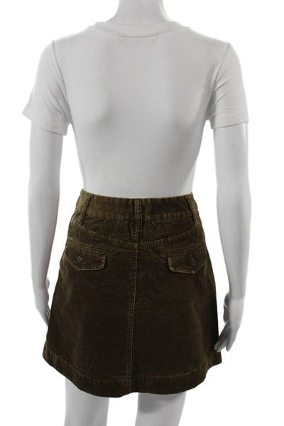 J Crew Womens A-Line Mini Skirt Brown Cotton Blend Size 6