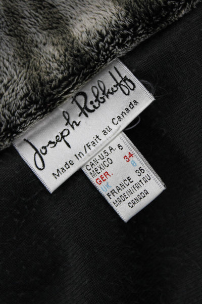 Joseph Ribkoff Womens Designer Animal Print Collared Zip Jacket Gray Size 6