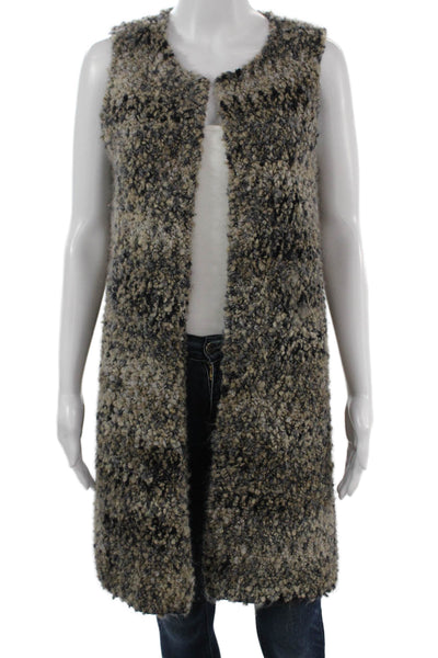 Cocogio Women Beige Bohemian Mohair Wool Sleeveless Vest Size M