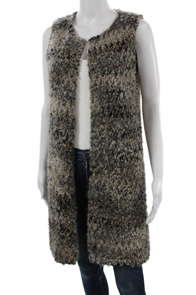 Cocogio Women Beige Bohemian Mohair Wool Sleeveless Vest Size M