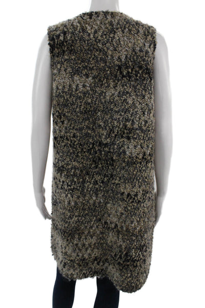 Cocogio Women Beige Bohemian Mohair Wool Sleeveless Vest Size M