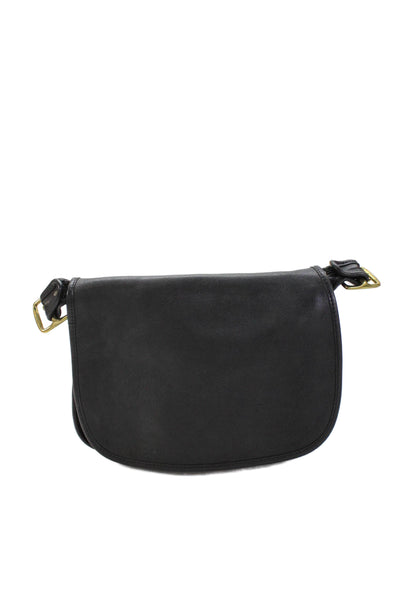 Coach Womens Leather Flap Buckle Strap Zip Small Crossbody Handbag Black