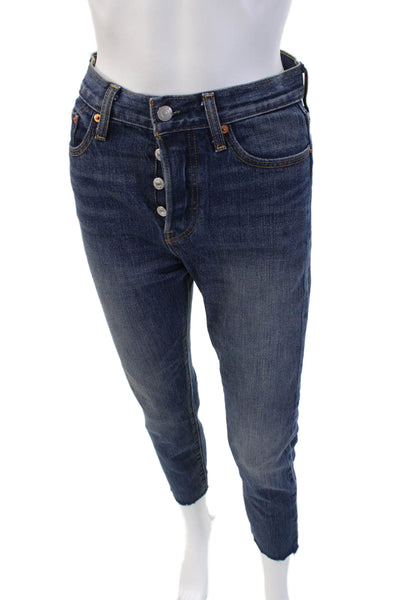 Levi's Women Ankle Cropped Dark Blue High Rise Jeans Size 26