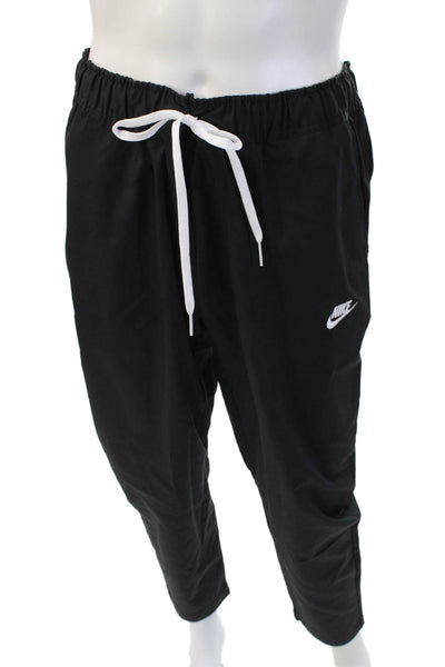 Nike Mens Jogger Windbreaker Pants Black Polyester Drawstring Size L