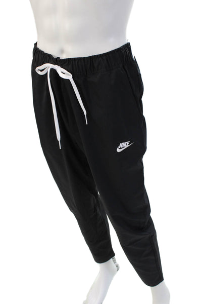 Nike Mens Jogger Windbreaker Pants Black Polyester Drawstring Size L