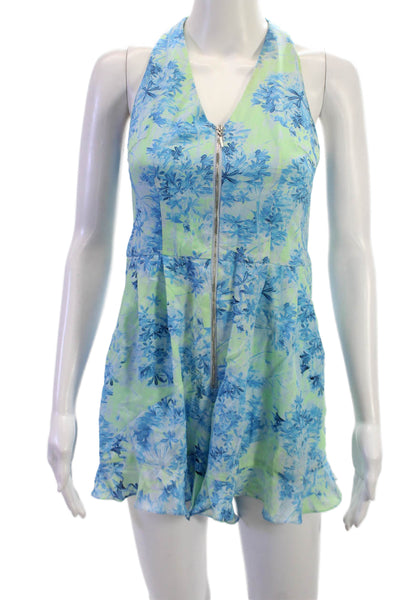 Nanette Lepore Women Floral Silk Blend Romper V Neck Sleeveless Size 0