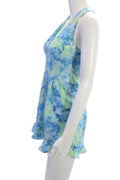 Nanette Lepore Women Floral Silk Blend Romper V Neck Sleeveless Size 0