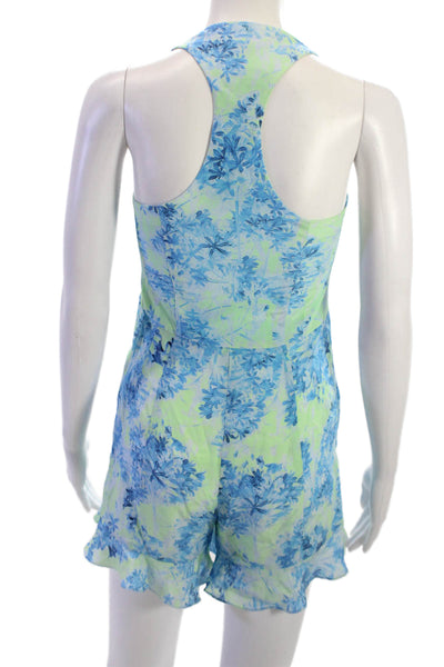 Nanette Lepore Women Floral Silk Blend Romper V Neck Sleeveless Size 0