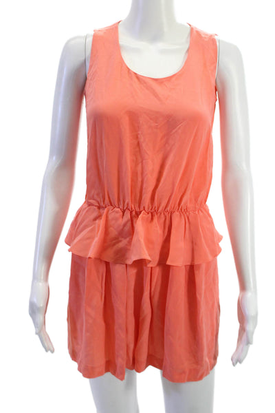 Robert Rodriguez Womens Jumpsuit Orange Silk V Neck Sleeveless Size 0