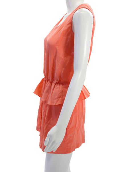 Robert Rodriguez Womens Jumpsuit Orange Silk V Neck Sleeveless Size 0