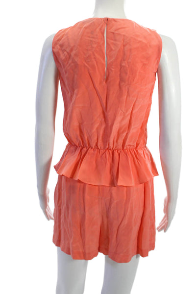 Robert Rodriguez Womens Jumpsuit Orange Silk V Neck Sleeveless Size 0