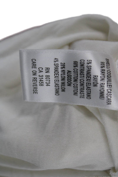 BCBG Max Azria Women White High Neck Button Up Long Sleeve Blouse Size 2XS