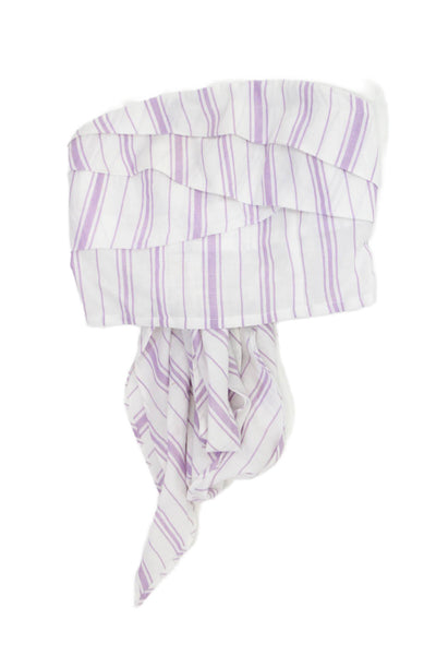 L'Academie Women Cropped Sleeveless Striped Purple Tie Neck Top Size 2XS