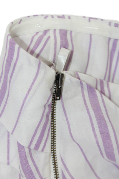 L'Academie Women Cropped Sleeveless Striped Purple Tie Neck Top Size 2XS