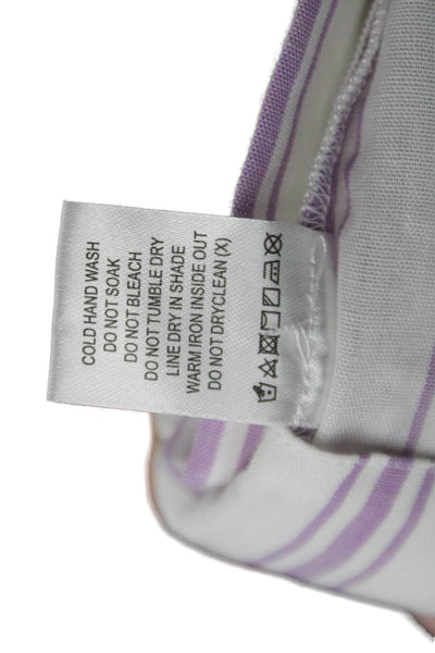 L'Academie Women Cropped Sleeveless Striped Purple Tie Neck Top Size 2XS