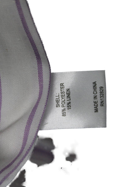 L'Academie Women Cropped Sleeveless Striped Purple Tie Neck Top Size 2XS
