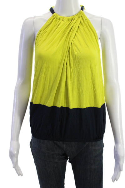 Trina Turk Womens Yellow High Neck Sleeveless Tank Top Cotton Blend Size PP