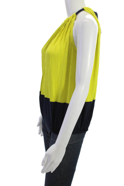 Trina Turk Womens Yellow High Neck Sleeveless Tank Top Cotton Blend Size PP