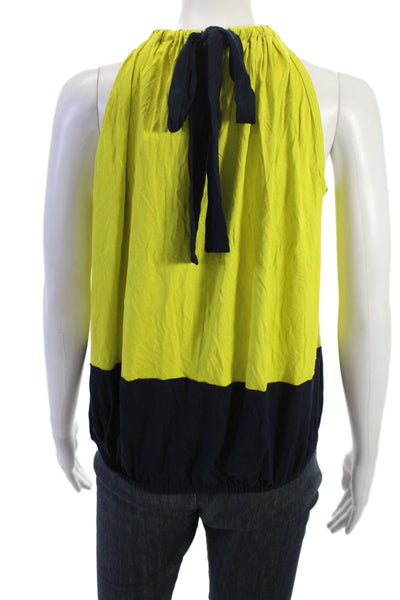 Trina Turk Womens Yellow High Neck Sleeveless Tank Top Cotton Blend Size PP