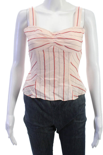 Intermix Women White Striped Cotton Camisole Sleeveless Size PP
