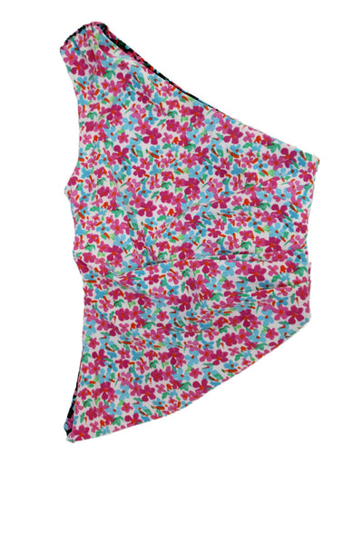 Lovers + Friends Womens Floral One Shoulder One Piece Black Size 2XS