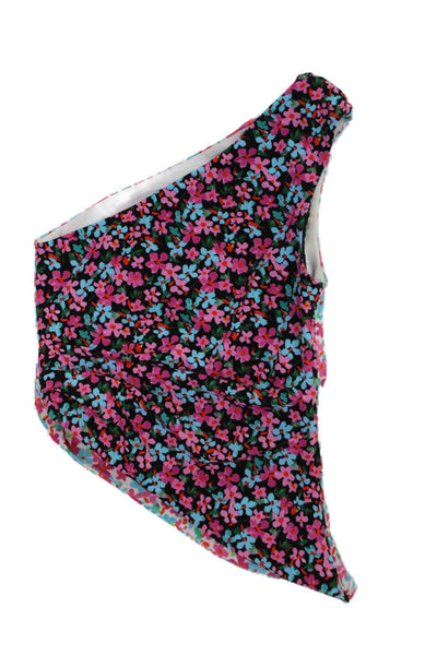 Lovers + Friends Womens Floral One Shoulder One Piece Black Size 2XS